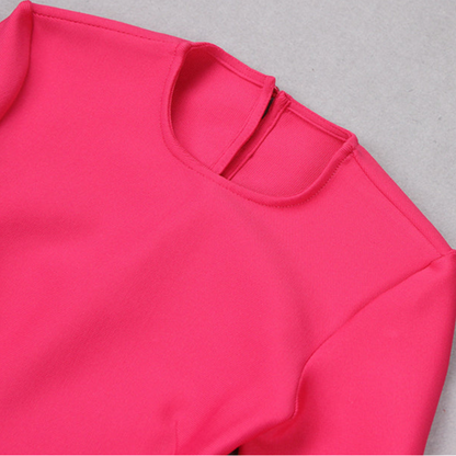 DOLLY Luxury Crew Neck Long Sleeve Waist Baring Backless Sexy Long Slit Date Dress-CADY