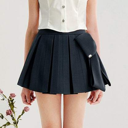 CHECOCRE Stubble Sweet Cool Girly Suit Dark Gray Pleated Skirt - ELEVATOR