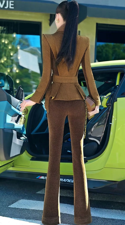 VJE Top Micro Flared Pants Two-Piece Business Style Suit-KIM.