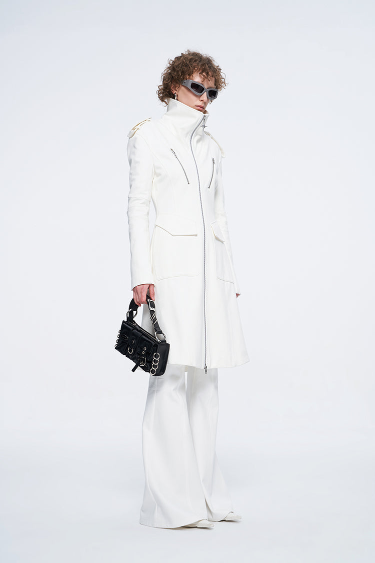 ANNAKIK niche four-pointed star function stand-up collar mid-length coat-HUILIN