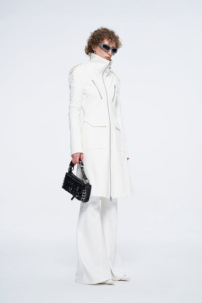 ANNAKIK niche four-pointed star function stand-up collar mid-length coat-HUILIN