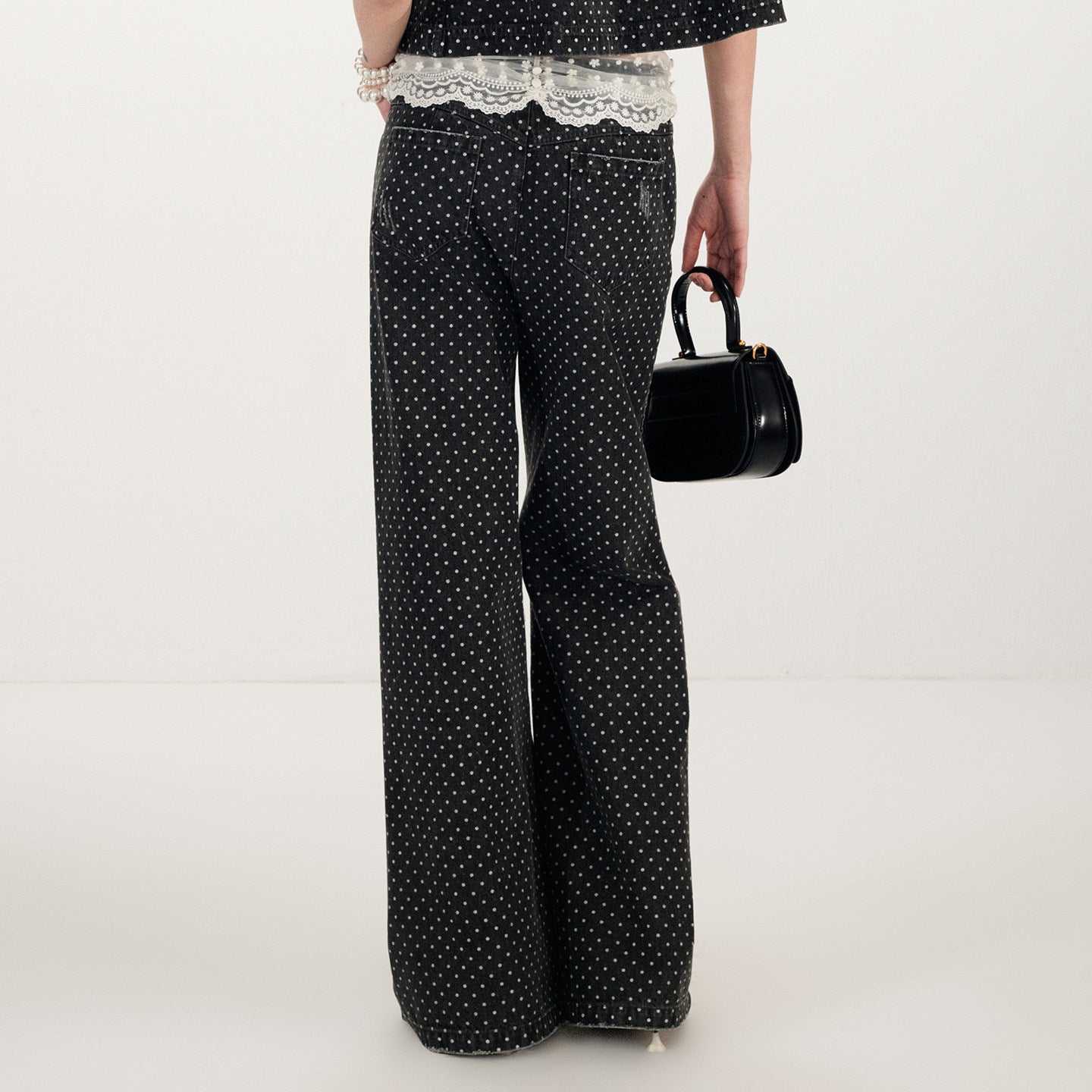 FAME Waist Polka Dot Denim Pants - CRISPIN