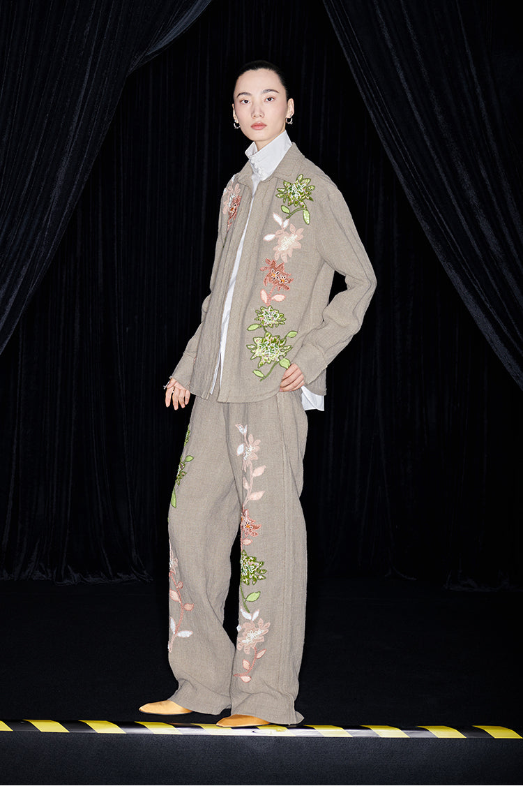 M essential Mackay designer Sedum patch shirt jacket pant set - Eight Treasures