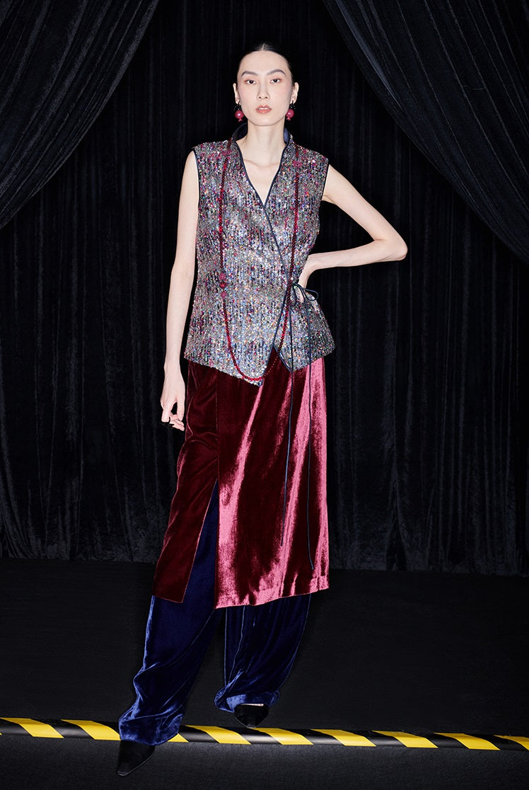 M essential Ma Kai designer Yao Ye embroidered fabric slim side vest - LAPT.