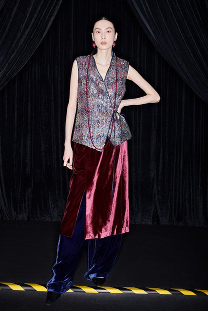 M essential Ma Kai designer Yao Ye embroidered fabric slim side vest - LAPT.