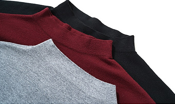 HECO Sleeveless Slim Mock Collar Red Black Gray Knit Top  - THRONE.