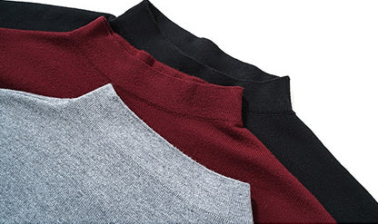 HECO Sleeveless Slim Mock Collar Red Black Gray Knit Top  - THRONE.