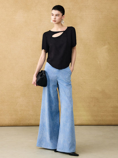 HECO Chinese Old Money Linen Bootcut Slacks Slim Wide-leg Pants - GLADE.