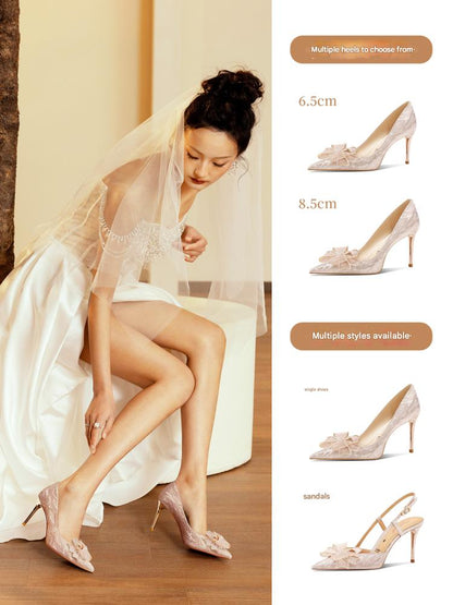 PJJUU Hexiu champagne color high heel shoes - HEAP.