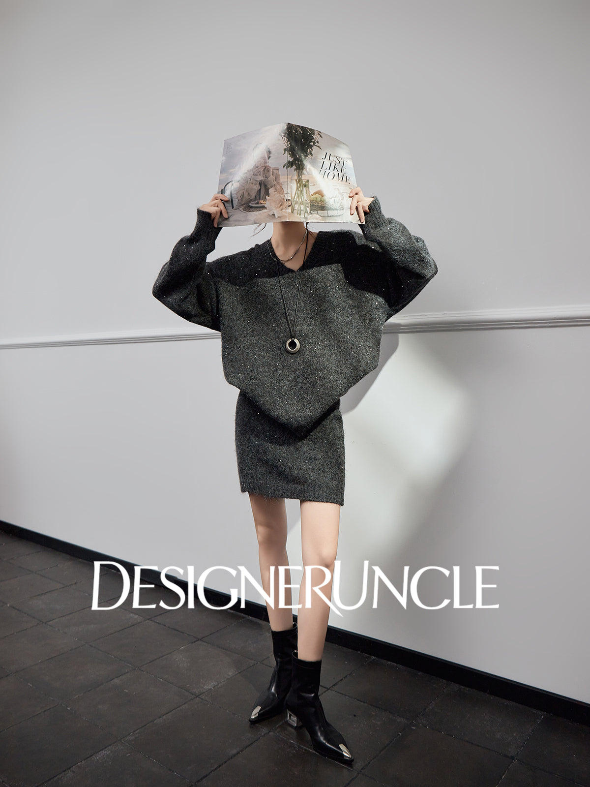 DGU "Wuyu" gray suit new loose slimming commuting high-end two-piece set - Francis.