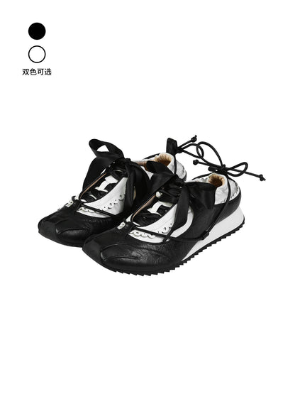 FAME Contrast Bow Lace-On Sneaker Women's Shoes Rococo - DAVID