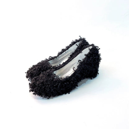 B-FEl lambswool shoes rolled mid heel-BUBA.