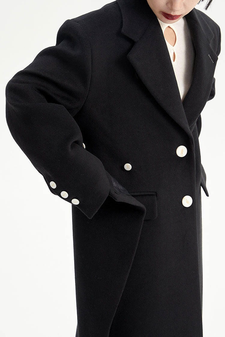 TINY IN Coat with large back hem and wool collar for women-ASHA