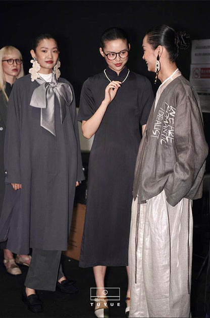 TUYUE Linen embroidered lace-up long sleeve jacket- JUNG.