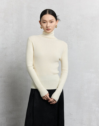 HECO Plain Base Layer Top High Neck black white red apricot Long Sleeve Knit Sweater - nice.