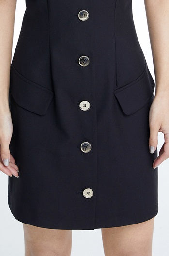TINY IN dropped shoulders short sleeve square neck little black dress -JAJA
