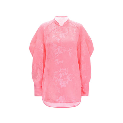 M ESSENTIAL Mackay designer label Mizu Fei jacquard small stand-up collar shirt - ISREAL