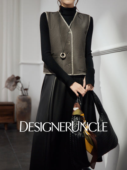 DGU|Leather Vest Light Luxury Commuting Loose and Versatile Design Shoulder Top - Stephan.