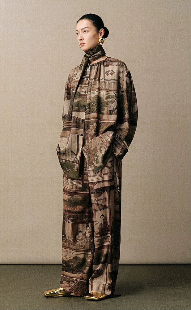 ZHUCHONGYUN landscape print loose straight shirt top-APATEU.