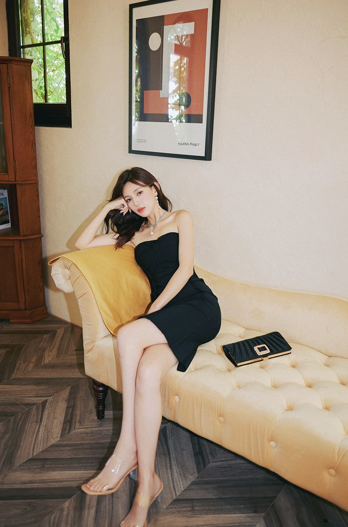 DOLLY Luxury Black/Red Sleeveless Figure Hugging Bandage Midi Date Dress-ISLODE