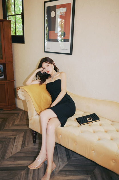 DOLLY Luxury Black/Red Sleeveless Figure Hugging Bandage Midi Date Dress-ISLODE