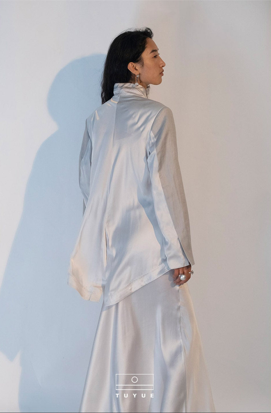 TUYUE Mulberry Silk Linen Stand-up Collar Slim Suit - HARPER.