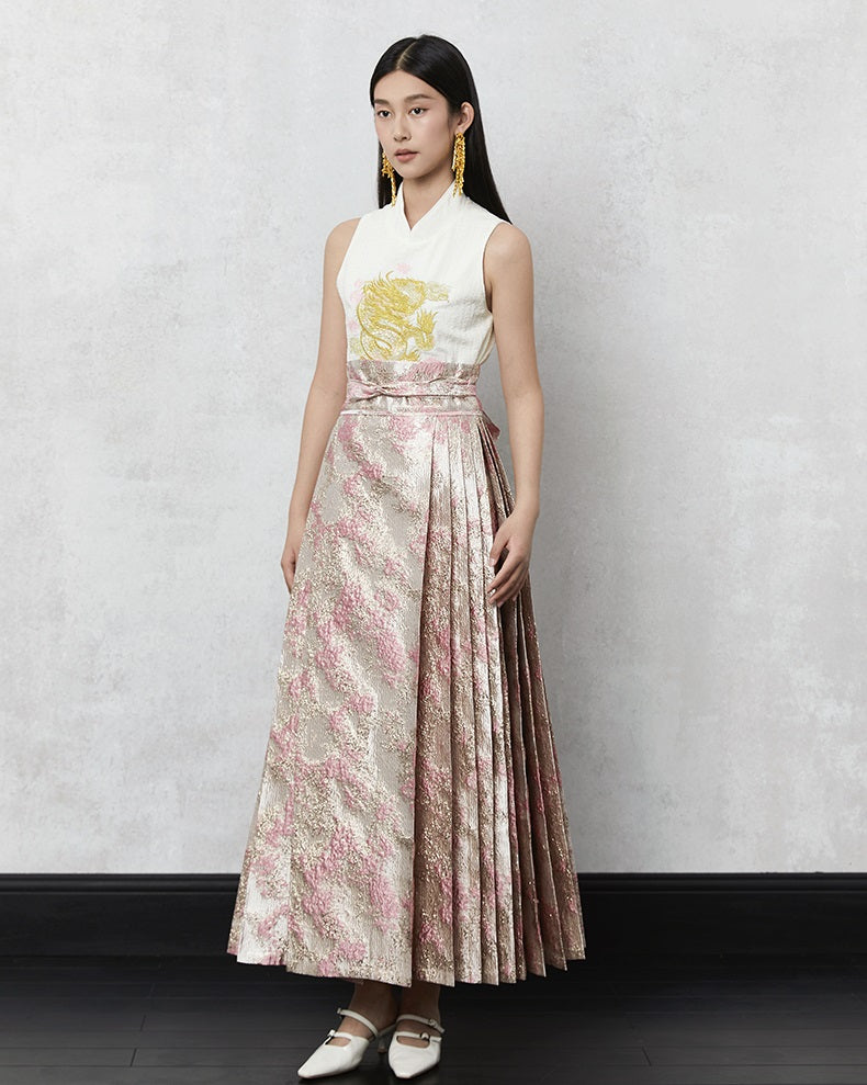 HECO Red Horse Face High Waisted Long Hanfu Skirt - offer.