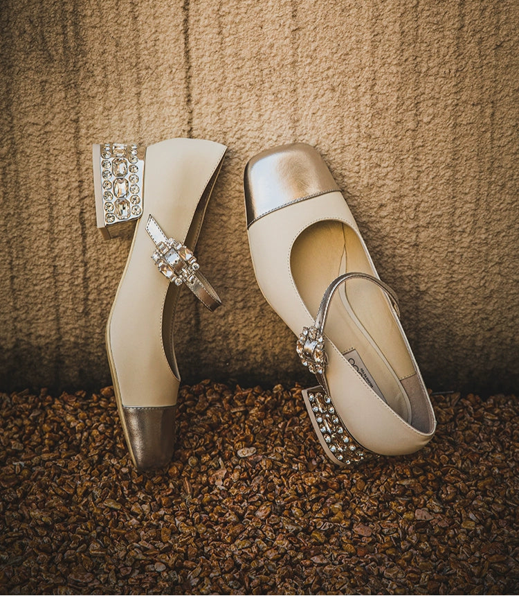SHOESZOOO Maryjane Leather Square-toe Block Heels - PLIANT.