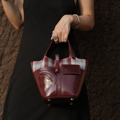 IUBALLET New Product Retro Bucket Wrap Top Layer Cowhide Bag - TEST.