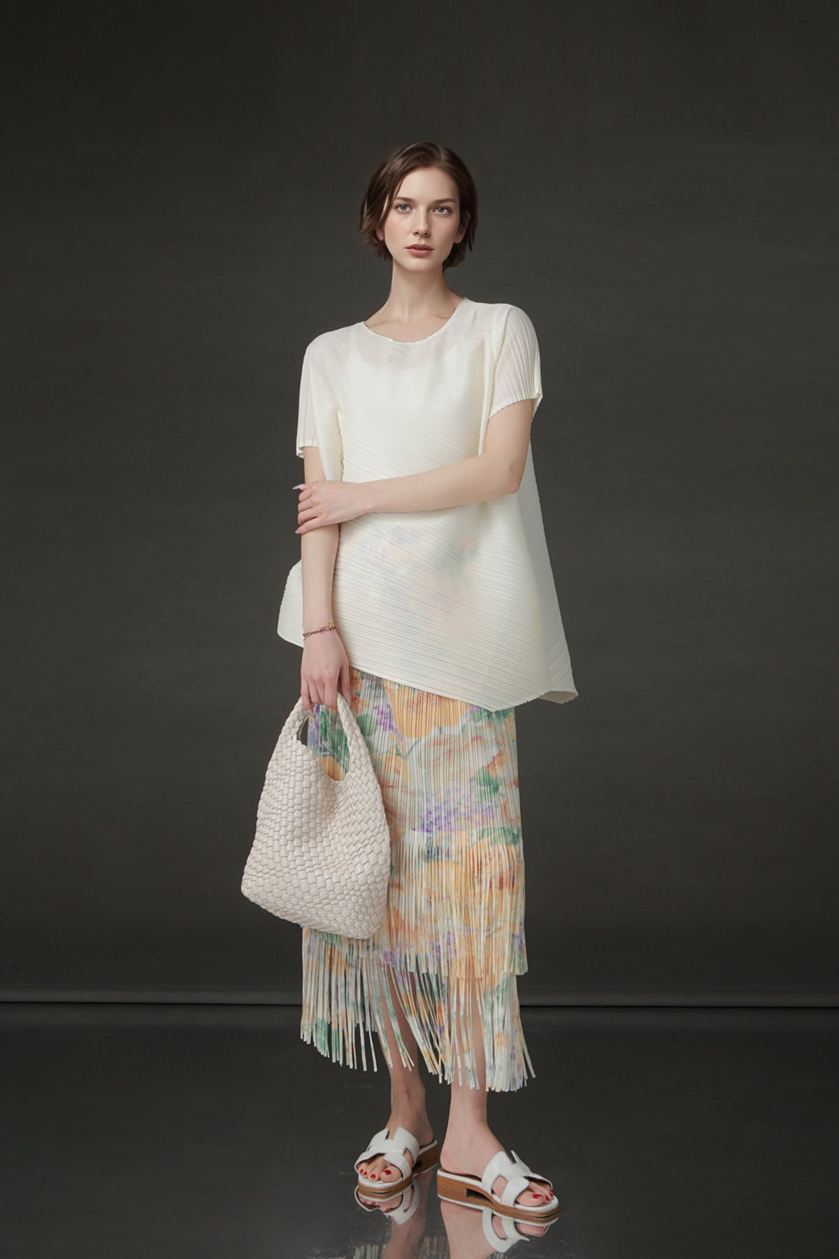 PIAOIN Miyake style simple premium pleated design T-shirt  -CECILLIA