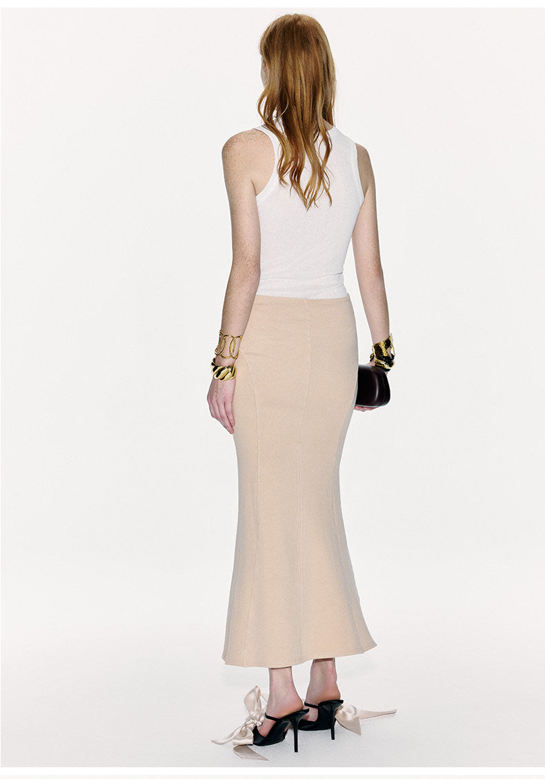 ATELIER MISS LU Crossover Tie Design Front Slit Fishtail Maxi Skirt - MARTIN.