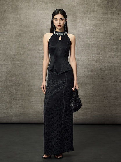 HECO Hollow Lace Temperament Off-the-shoulder Vest- WHOLE.