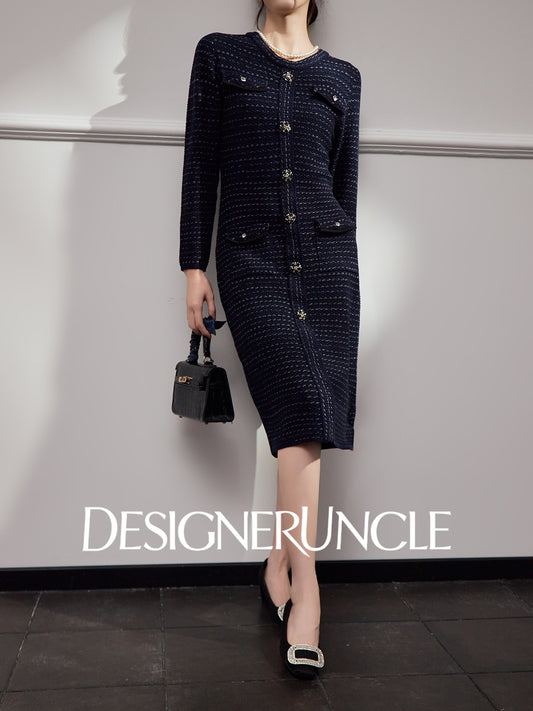 DGU "Gilded Blue" new French fragrance style slimming royal blue dress - Joseph.