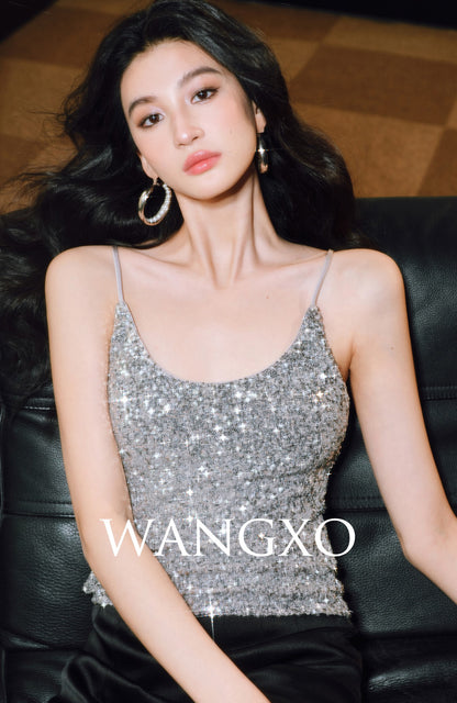 WANGXO | Sequin Knit Pure Hand-Pressed Seams Camisole -LINA.