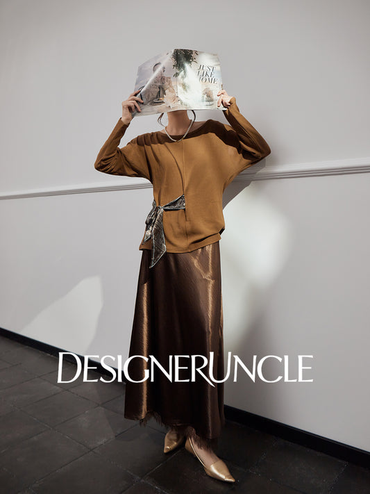 DGU "Gilded" high-waisted skirt acetate velvet drape - Kyla.