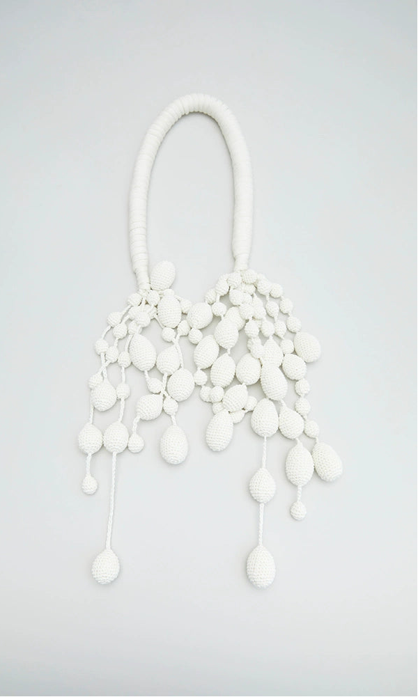 ZHUCHONGYUN Summer White Hand Knitted Water Drop Design Knitted Necklace-ADIE