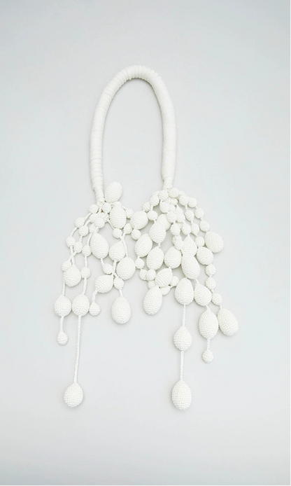 ZHUCHONGYUN Summer White Hand Knitted Water Drop Design Knitted Necklace-ADIE