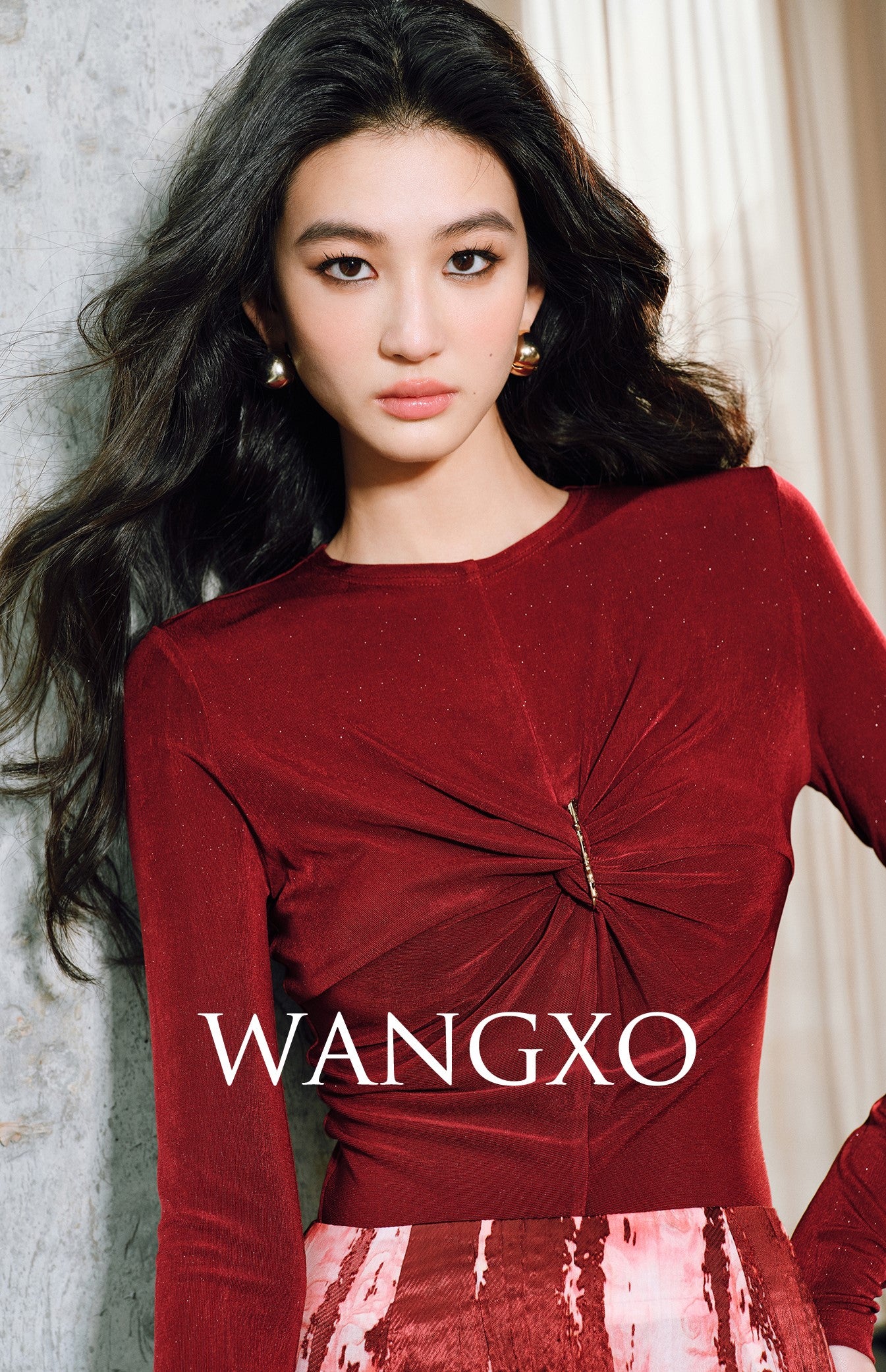 WANGXO | Star Shiny Silk Knit Accented Slim-Fit Top - NOLA.