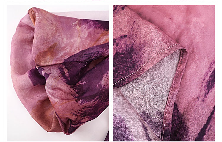 HECO Chinese Silk V-neck Dress Summer Elegant Floral Slim Long dress - GINE .