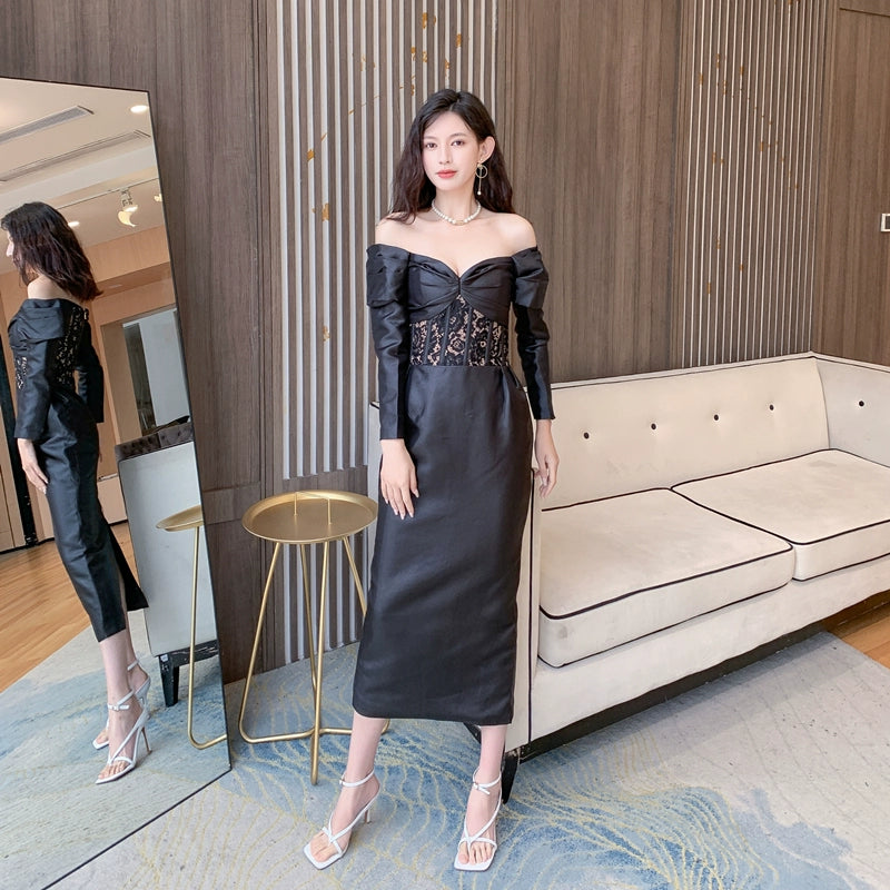 DOLLY Luxury  French Style Off Shoulder Long Sleeve Corset Banquet Dress-JOLIE