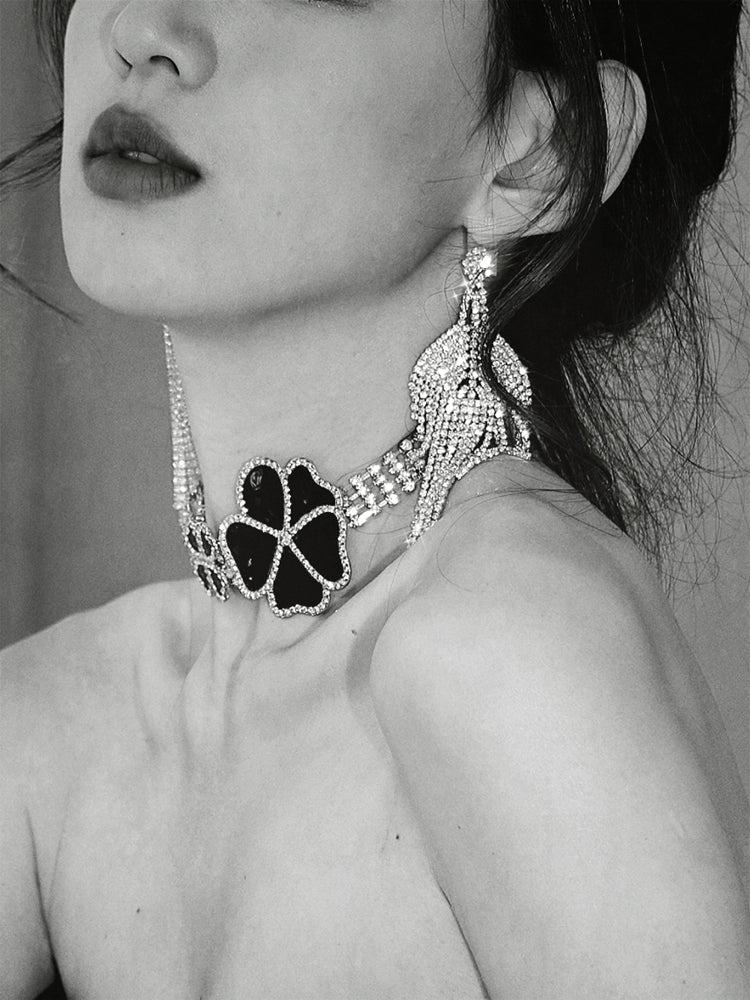 DOLLY High End Full Diamond Tassel Chic Earring-BOMA