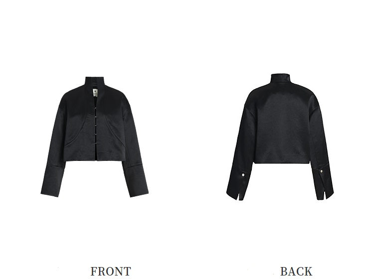 ZHUCHONGYUN minimalist placket short flared sleeve mandarin top-CHUNG.