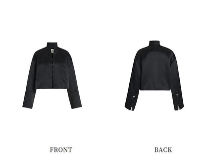 ZHUCHONGYUN minimalist placket short flared sleeve mandarin top-CHUNG.