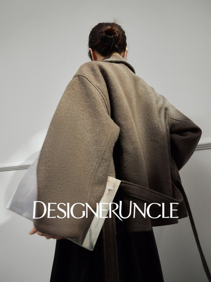 DGU|「 Twilight" gray woolen jacket new high-end temperament versatile slimming top - Louisa.