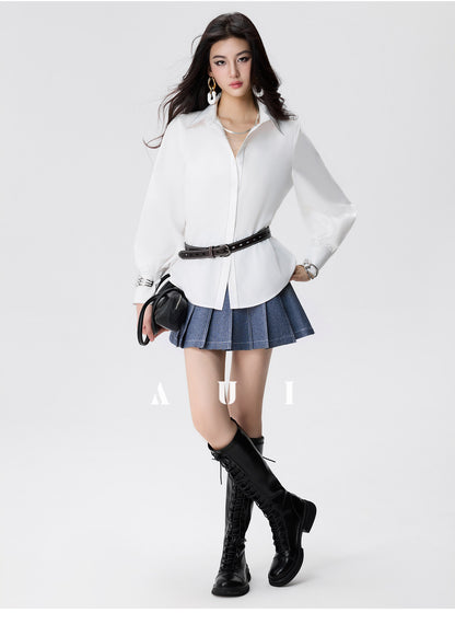 AUI  Lapel Jacket Short Jacket Pleated Skirt Two-Piece Set -  Ha-Jun