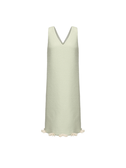 ATELIER MISS LU Bow Patchwork Sheep Wool Dress - SHANE.