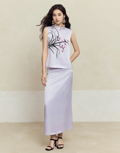 HECO sleeveless purple black white vest top women - waters.