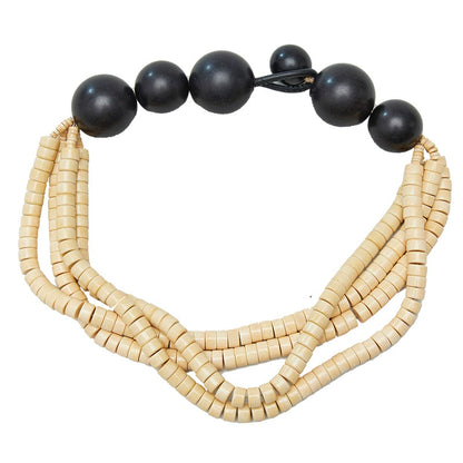 ZHUCHONGYUN Oriental Bead Ebony Oxide Stone Beaded Necklace-GOLDIE.