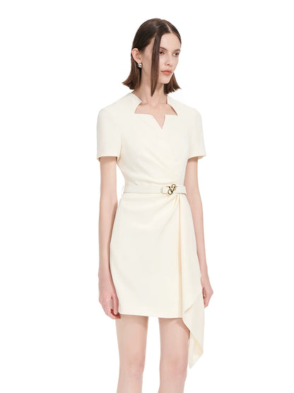 YES BY YESIR | Ye Qians Asymmetrical Slim Dress with Light Star Neckline-ISOLENE.