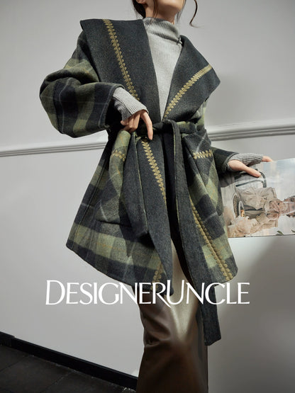 DGU "Daige" green plaid woolen jacket fashion high-end and versatile trend - Skylar.